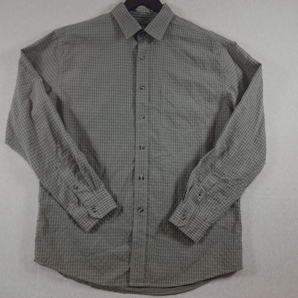 Aigle Gorpcore Plaid Button Up Shirt Men Large Blue Cotton Outdoor Flannel Style